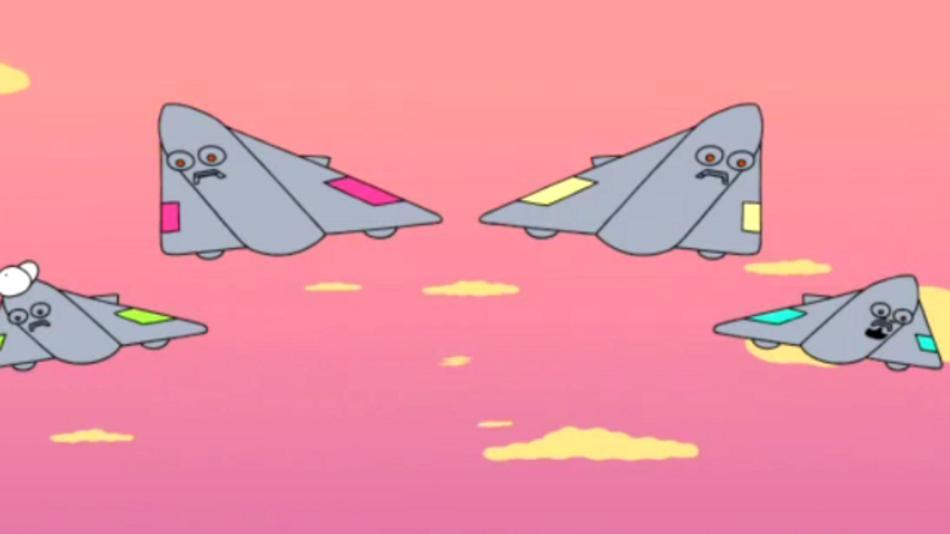 a scene from a Saturday Night Live cartoon about a boy band comprised of drones. It has been common to see anthropomorphized drones in popular culture. (Mashable/ SNL)