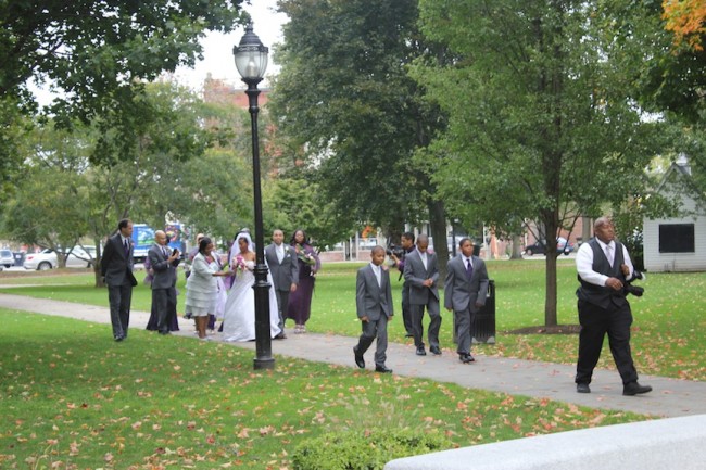 In Home Drone, Layton and Bailey chose sites for hypothetical drones strikes on U.S soil. One site happened to have a wedding passing through.