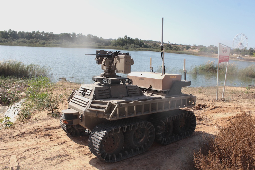 An Israeli unmanned ground vehicle at i-HLS 2013 Conference in Tel Aviv. Credit: Andrew Beale