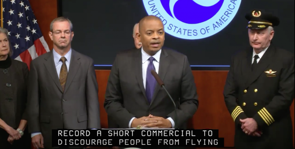 US Secretary of Transportation announcing a plan to require all drones to be registered. Image Via US DOT/ YouTube