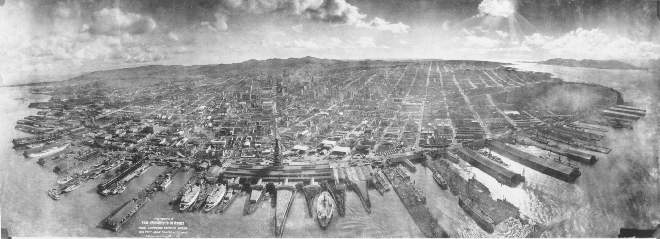 American photographer George R. Lawrence used kites to take this photograph of San Francisco after the 1906 earthquake. Credit: Library of Congress