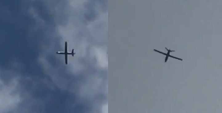 Stills from videos showing Iran's Shahed-129 drone flying over Syria. Credit: The Aviationist blog.