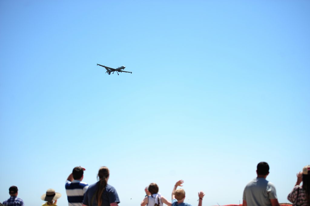 An MQ-9 Reaper flies at the first ever air show at Cannon Air Base, NM. Cannon is home to the Air Force Special Operations Command's drone operations. Credit: Tech. Sgt. Manuel J. Martinez / US Air Force